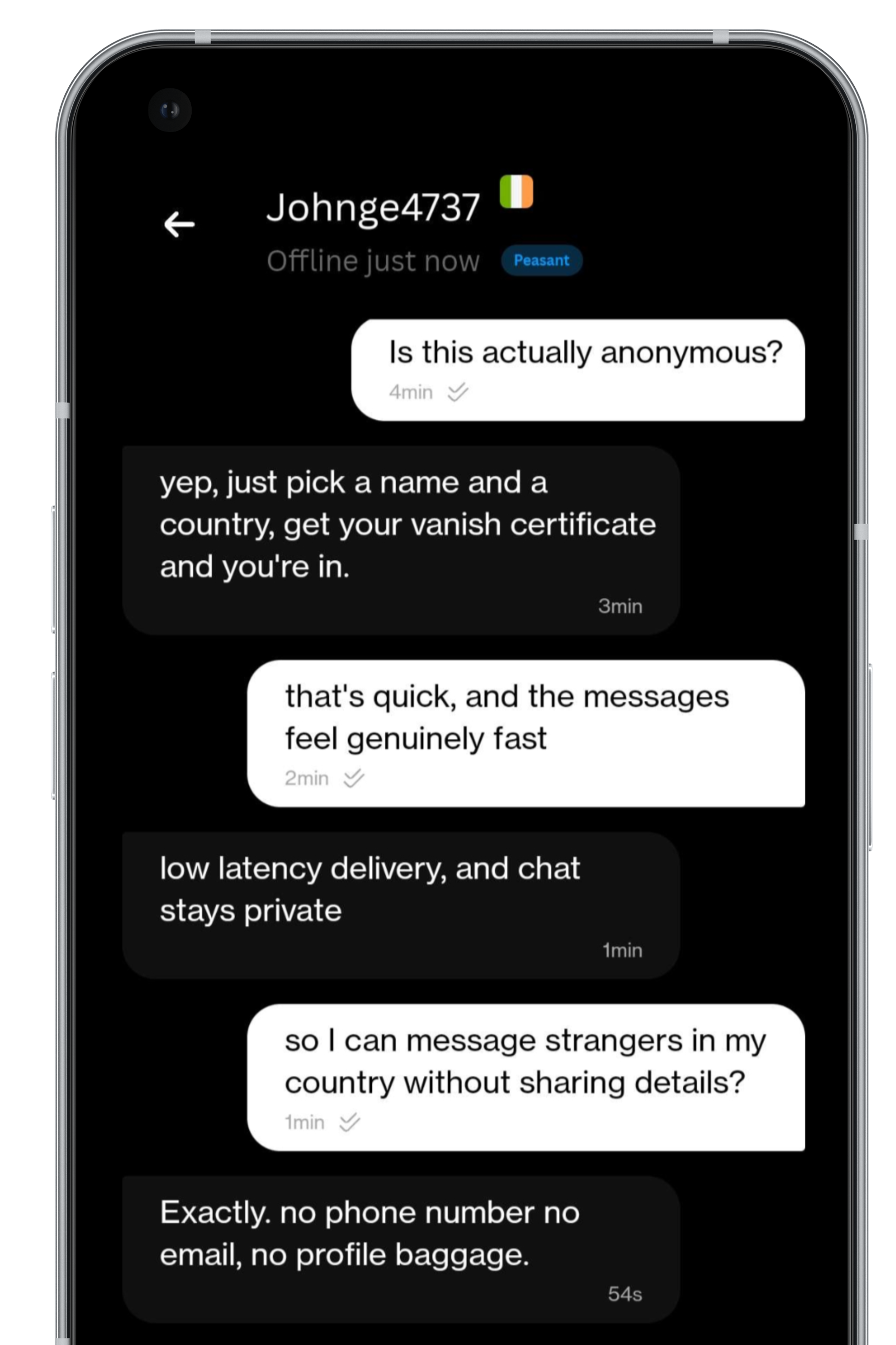 Private chat screen